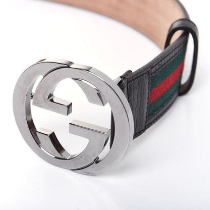 Gucci Calfskin Web Interlocking G Belt 105 42 Dark Brown 9 of 9