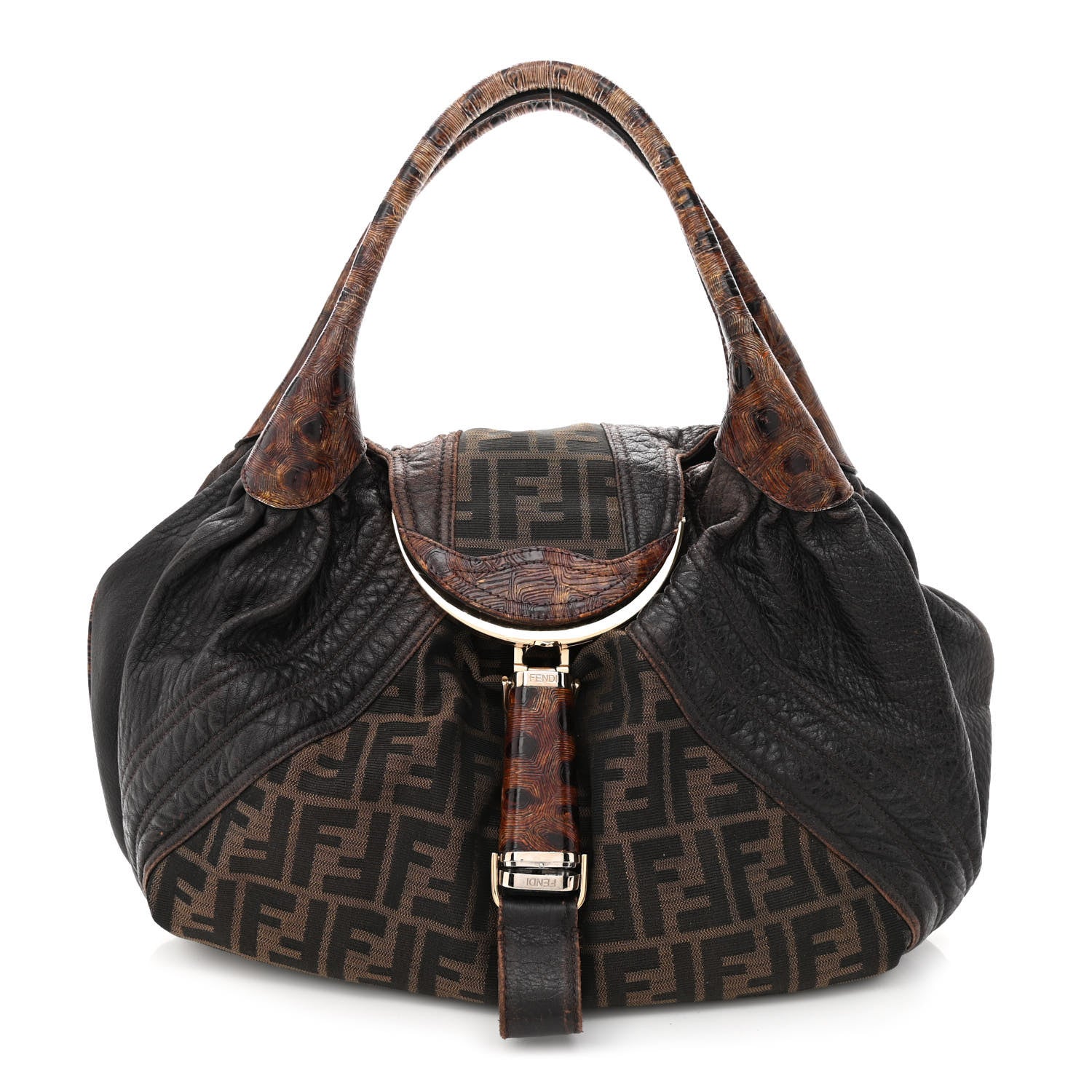 Fendi Zucca Nappa Nuvolata Vitello Tortuga Spy Tobacco Moro 1 of 13