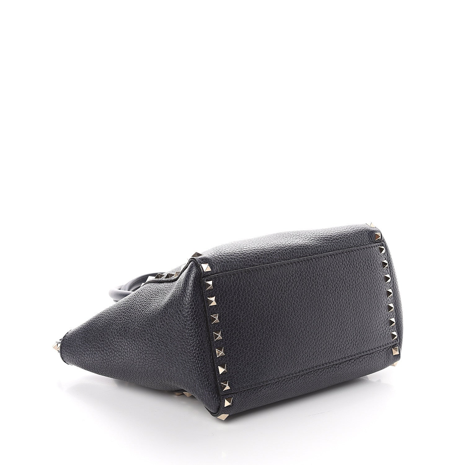Valentino Garavani Pebbled Calfskin Small Rockstud Double Handle Tote Deep Denim 3 of 8