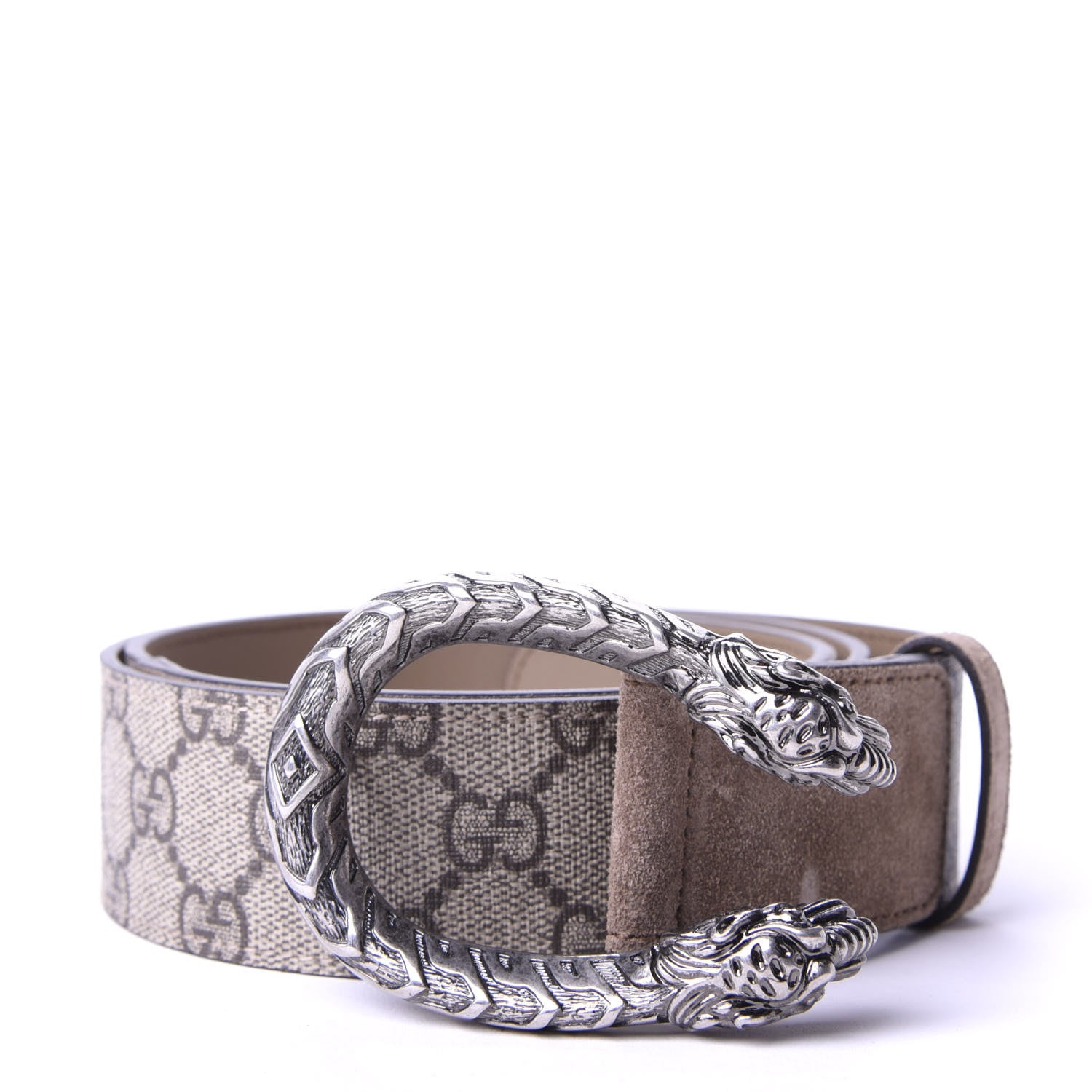 Gucci GG Supreme Monogram Suede Dionysus 40mm Belt 85 34 Beige Taupe 1 of 5