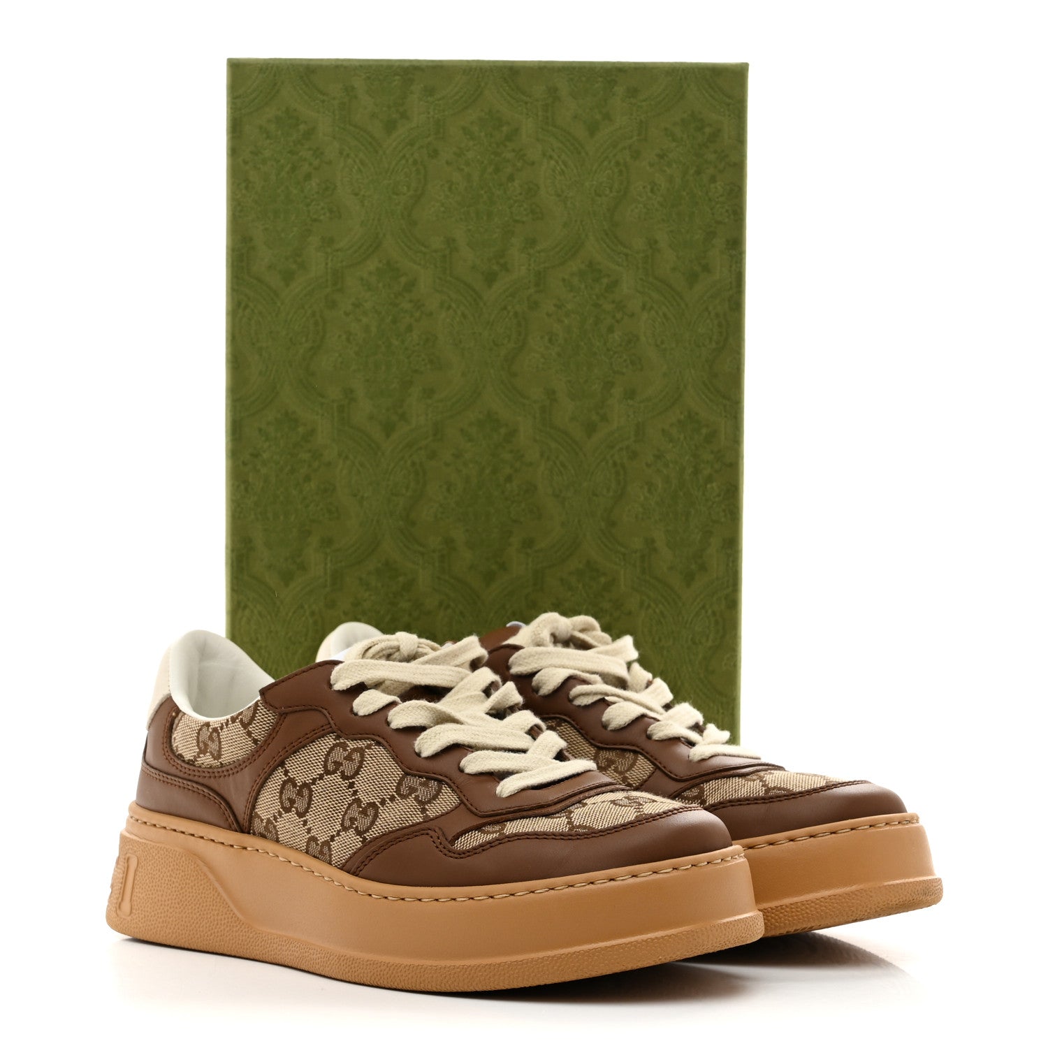 Gucci Calfskin GG Monogram Womens Platform 55mm Sneakers 37.5