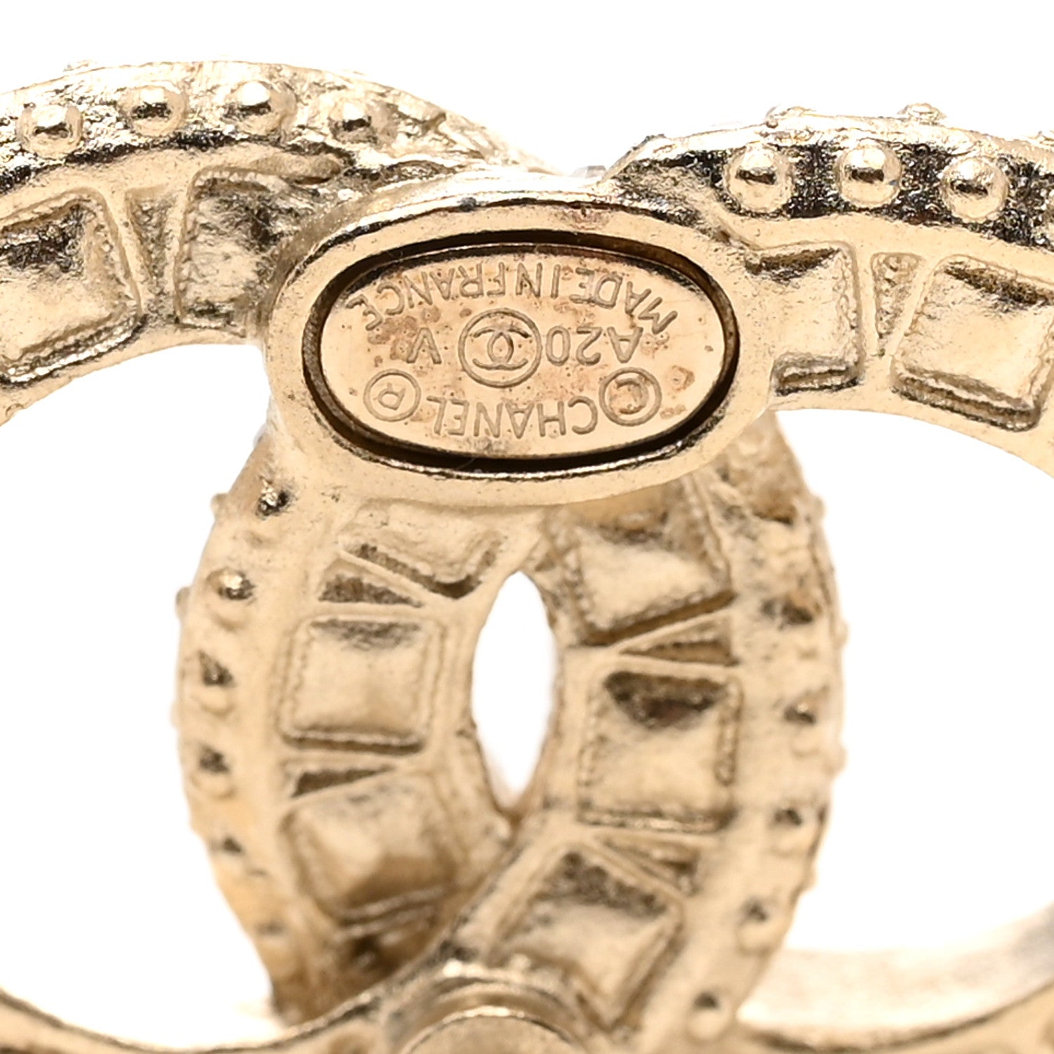 Chanel Crystal Timeless CC Earrings Light Gold 4 of 4