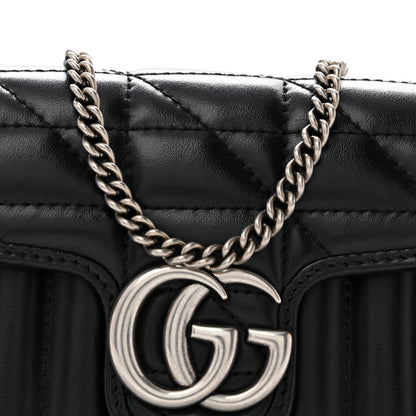 Gucci Calfskin Matelasse Aria Super Mini GG Marmont Shoulder Bag Black 8 of 12