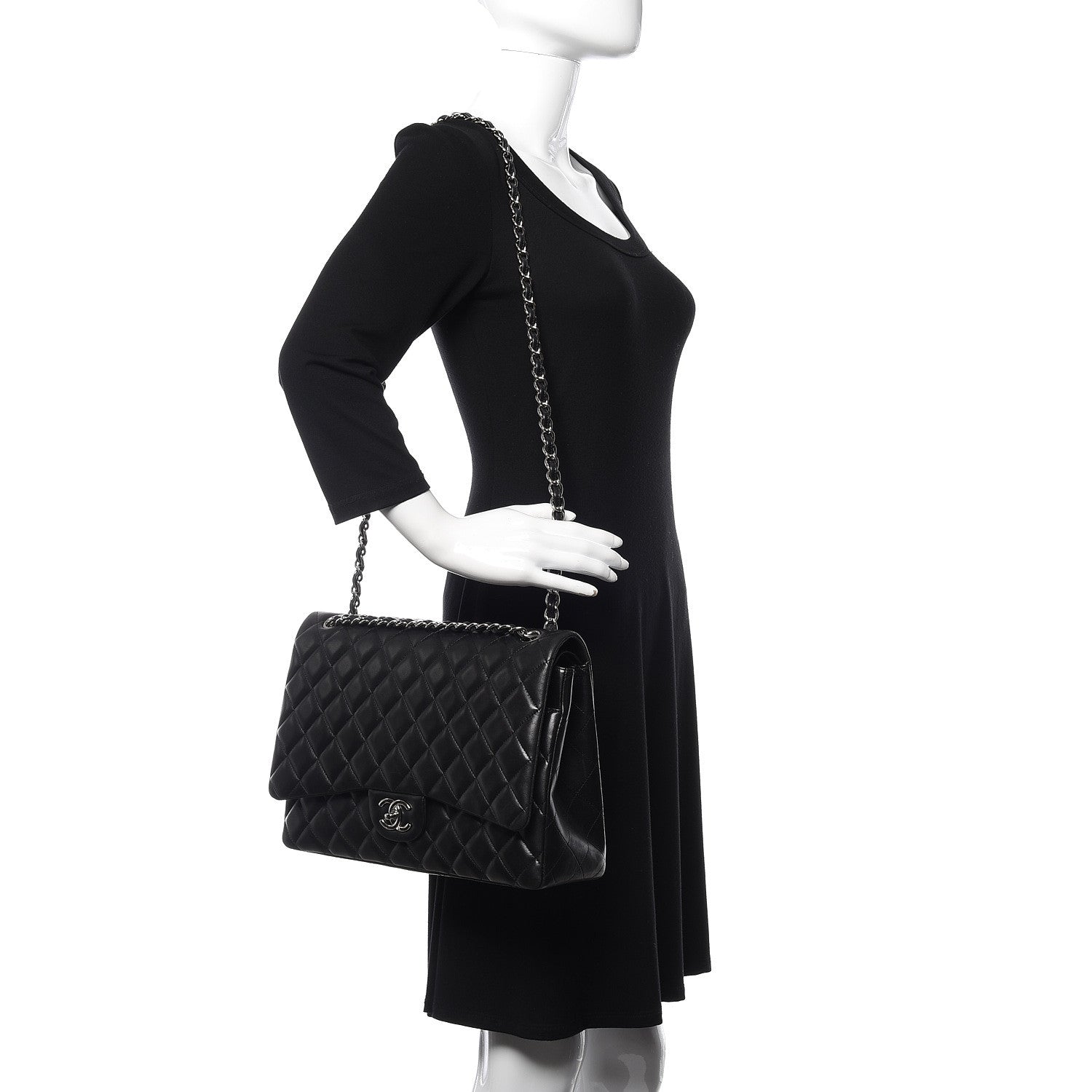 Chanel Lambskin Quilted Maxi Double Flap Black 2 of 17