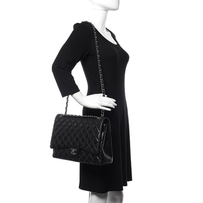 Chanel Lambskin Quilted Maxi Double Flap Black 2 of 17