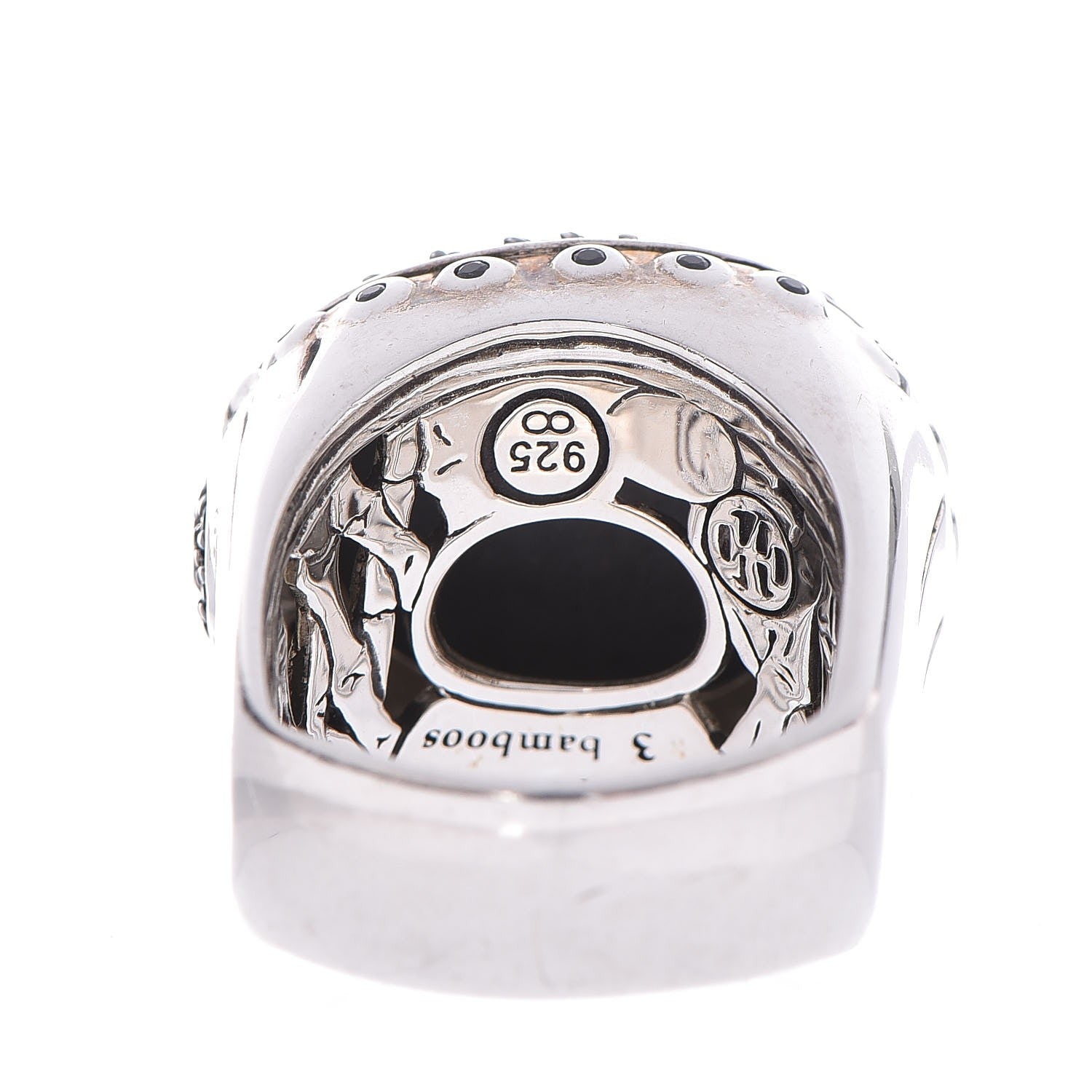 John Hardy Sterling Silver Hematite Bamboo Dome Ring 55 7.25 5 of 5