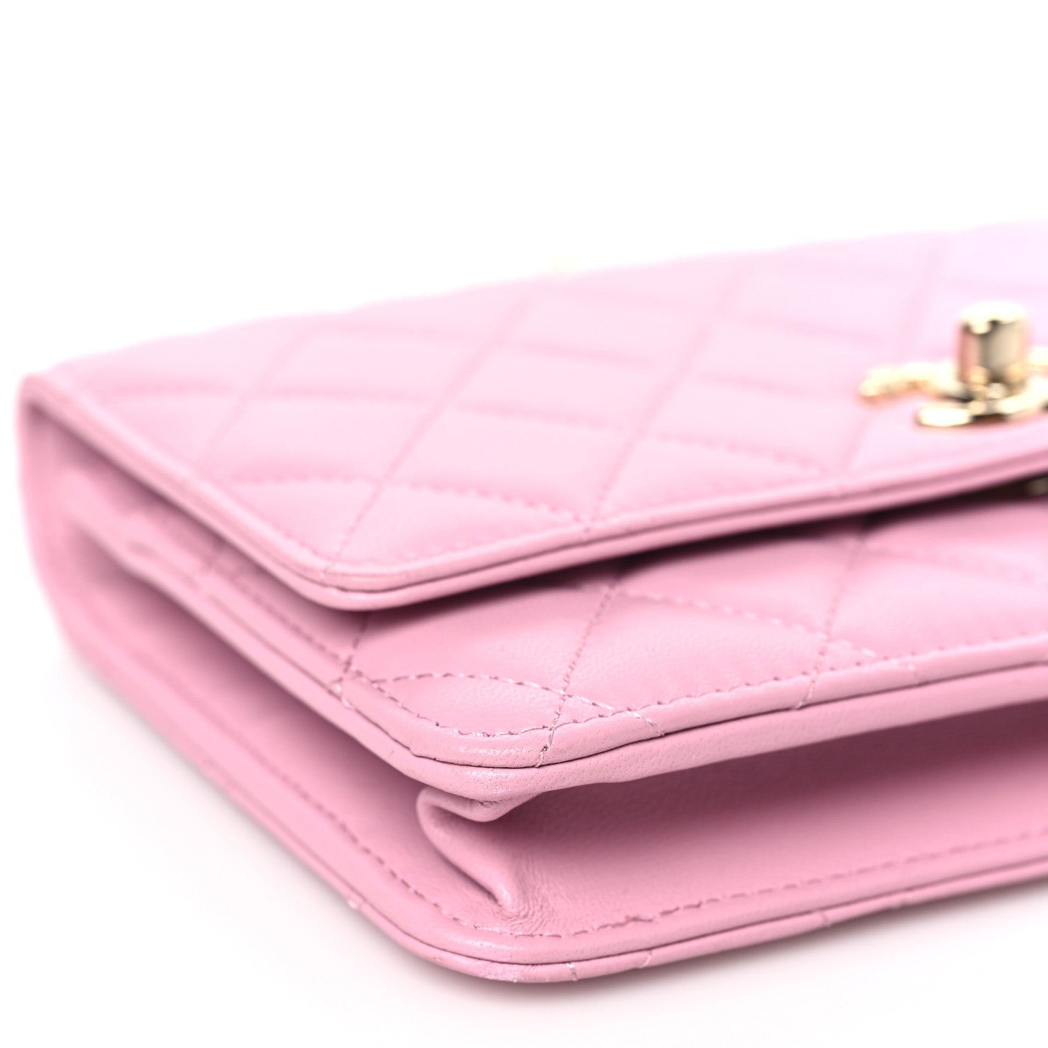 Chanel Lambskin Quilted Trendy CC Wallet On Chain WOC Pink 8 of 10