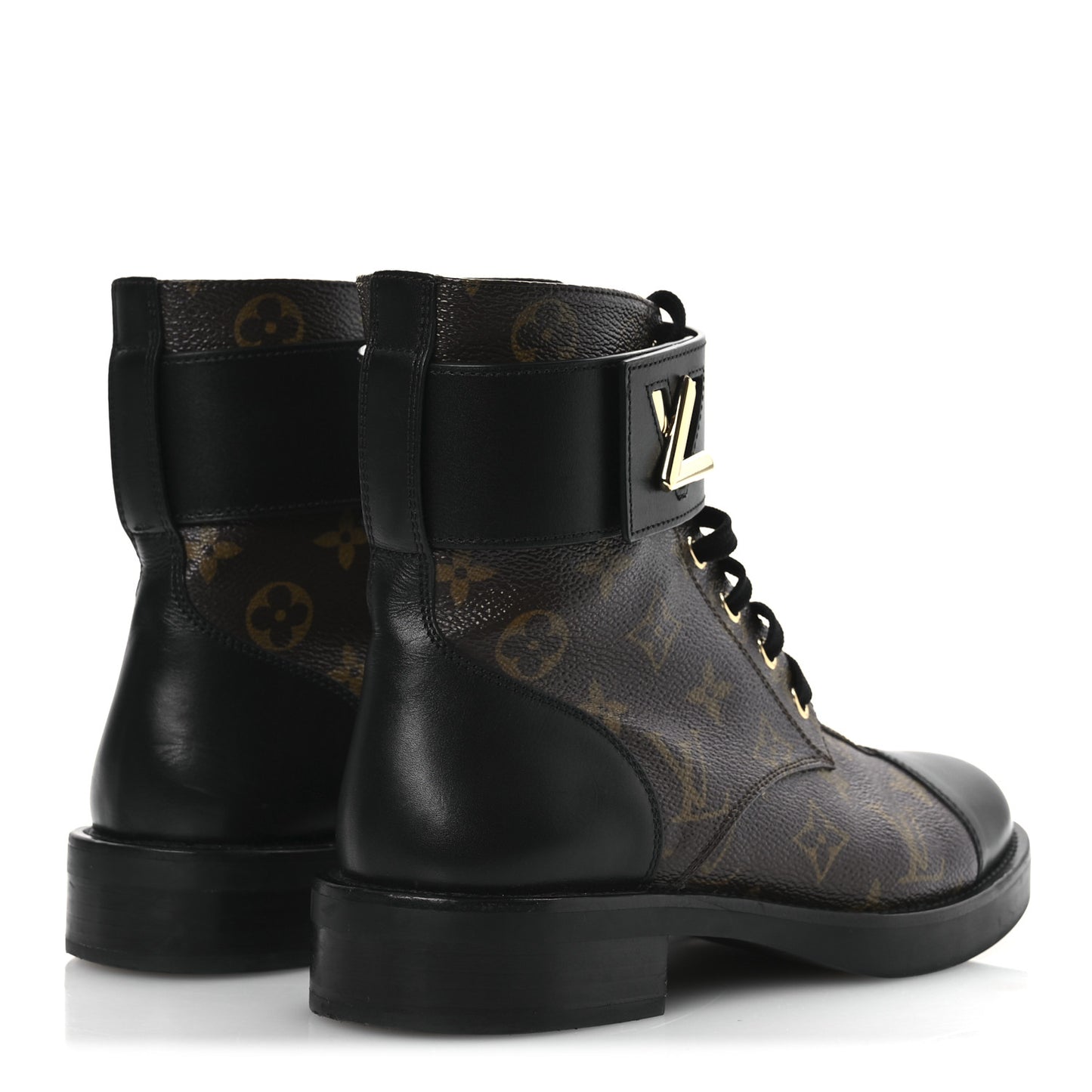 Calfskin Monogram Wonderland Flat Ranger Boots 38 Black