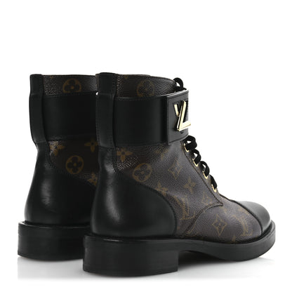 Louis Vuitton Calfskin Monogram Wonderland Flat Ranger Boots 38 Black 5 of 14