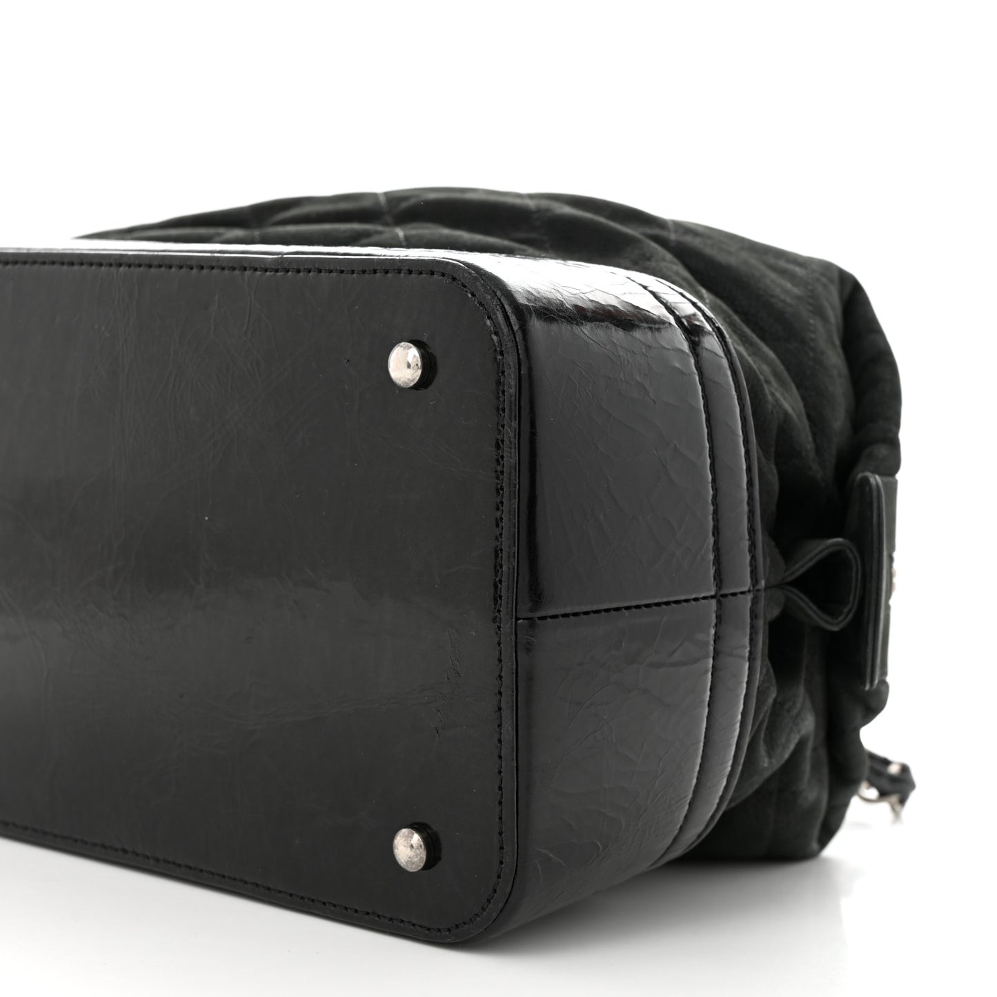 Iridescent Calfskin Quilted VIP Bowling Bag Black