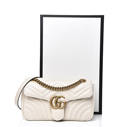 Gucci Calfskin Matelasse Small GG Marmont Shoulder Bag White 10 of 10