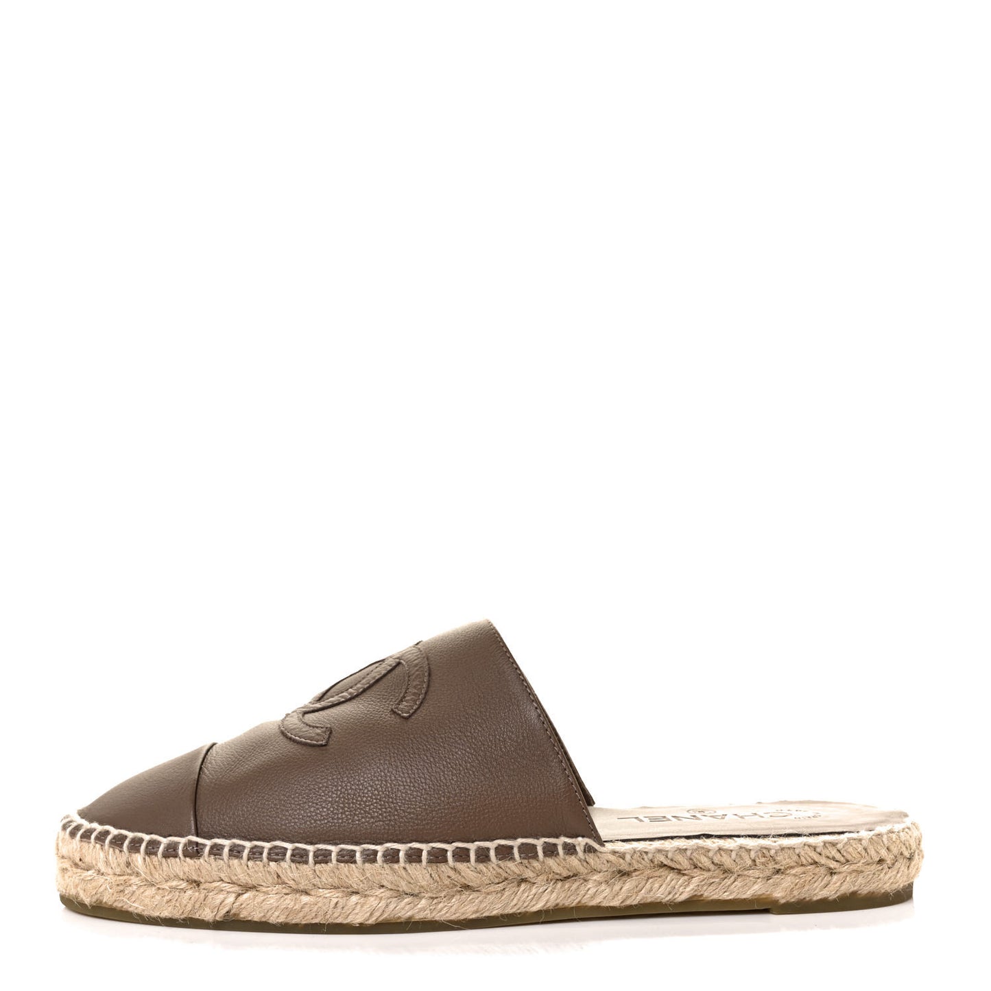 Calfskin CC Espadrille Mules 41 Dark Beige