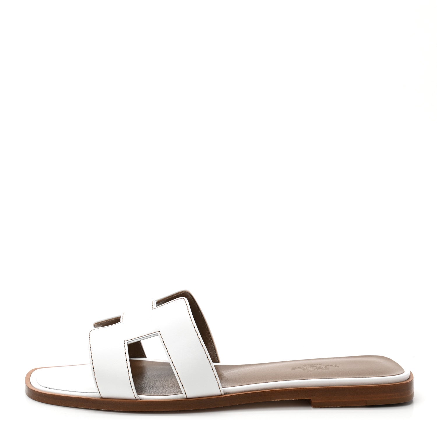 Hermes Box Calfskin Oran Sandals 37 White 1 of 8