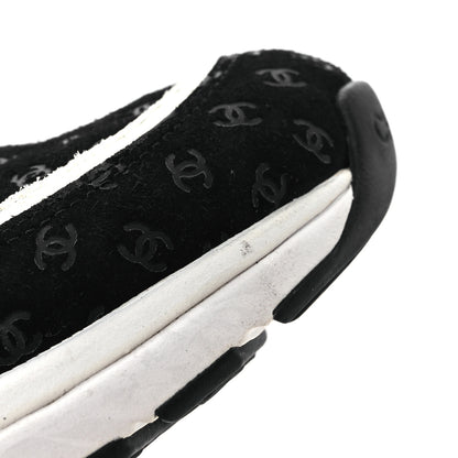 Chanel Suede Calfskin Printed CC Sneakers 36 White Black 11 of 13