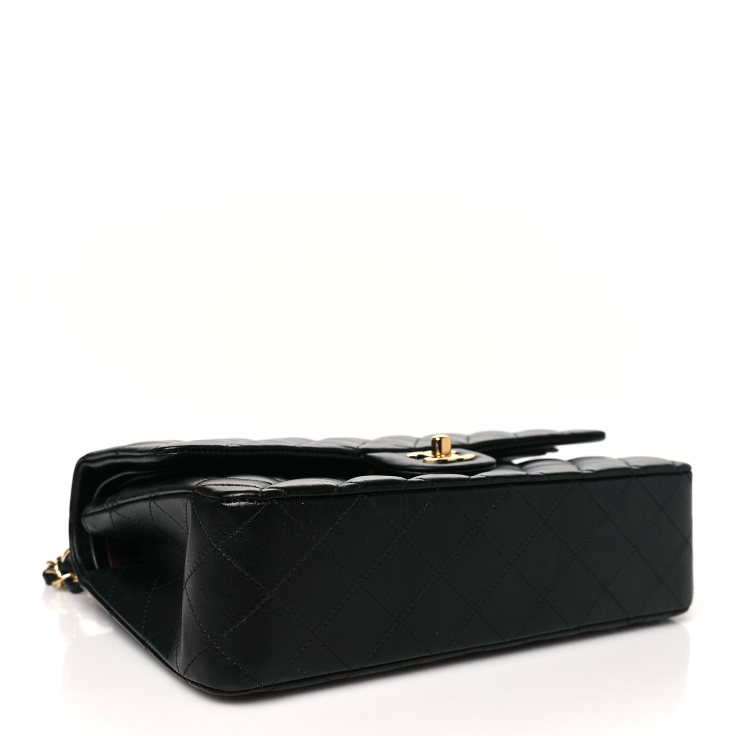 Lambskin Quilted Medium Double Flap Black