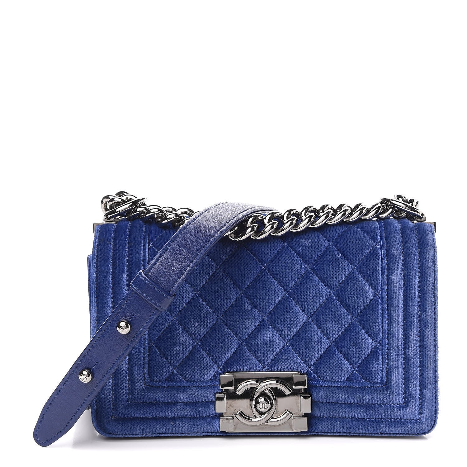 Chanel Velvet Quilted Small Boy Flap Blue 1 of 10