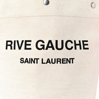 Saint Laurent Linen Calfskin Rive Gauche Bucket Bag Greggio Natural 9 of 13