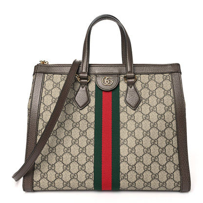 Gucci GG Supreme Monogram Web Medium Ophidia Tote Bag Brown 1 of 10