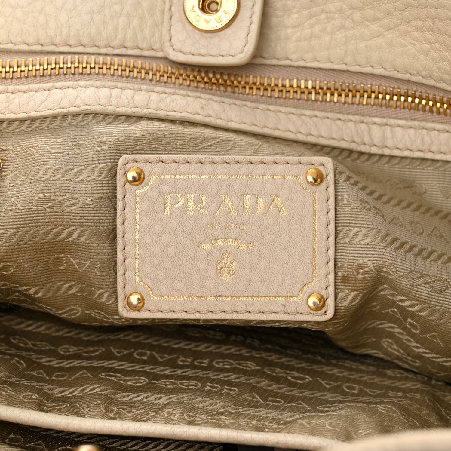 Prada Vitello Daino Side Pocket Tote Talco 6 of 21