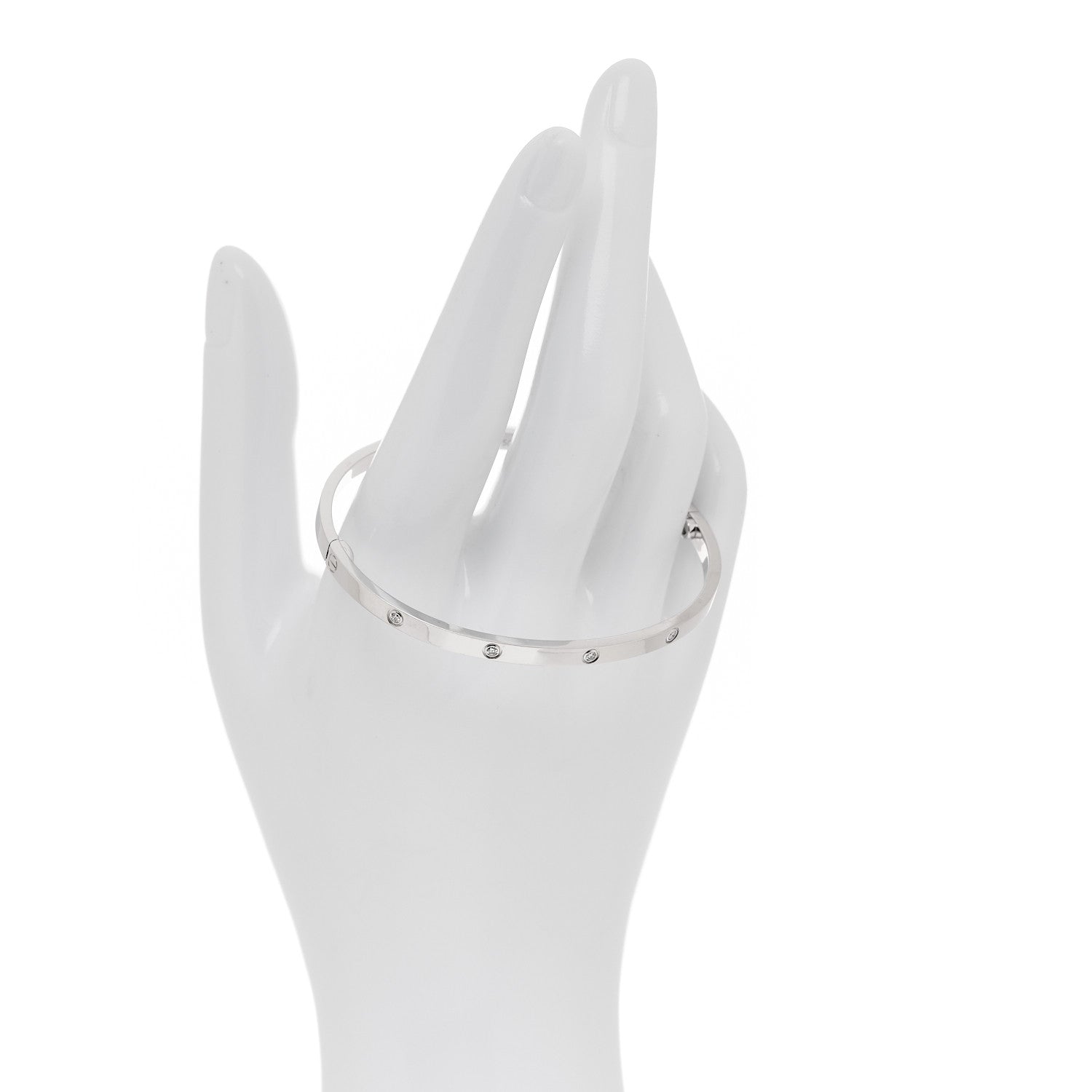 Cartier 18K White Gold 10 Diamond Small LOVE Bracelet 18 2 of 9