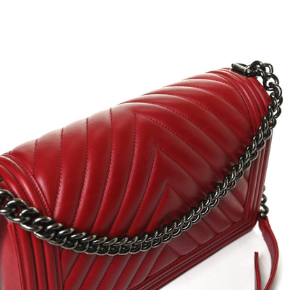 Chanel Calfskin Chevron Quilted New Medium Boy Flap Dark Red 14 of 16