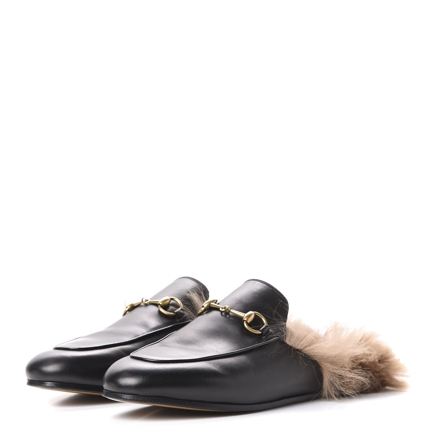 Calfskin Fur Womens Princetown Slippers 36 Black