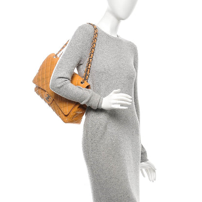 Chanel Patent Maxi Quilted Double Flap Light Orange 14 of 24