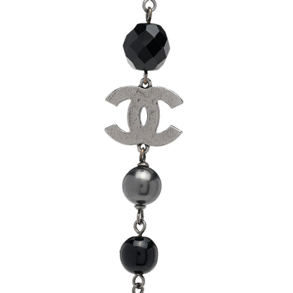 Chanel Ruthenium Pearl Beaded CC Long Necklace Black 4 of 7