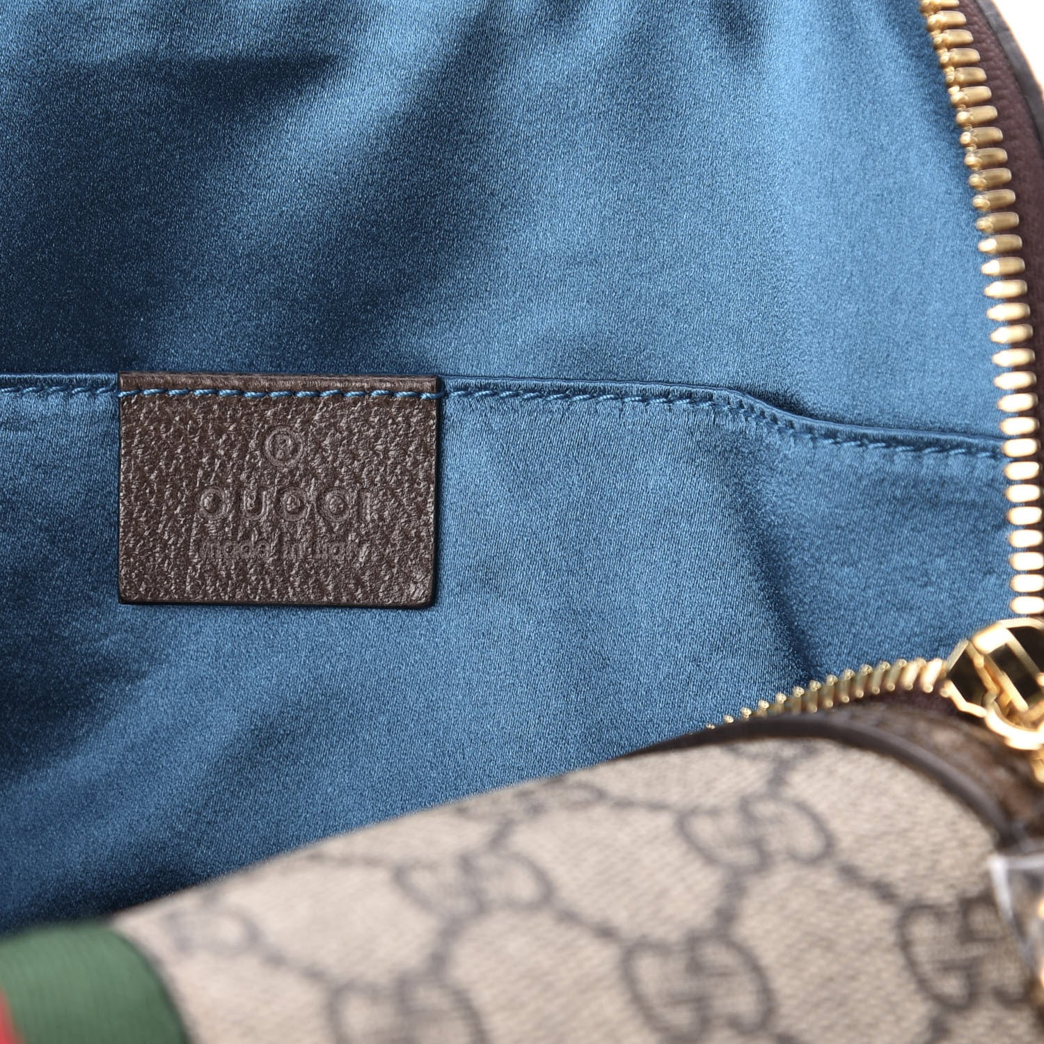 Gucci GG Supreme Monogram Textured Dollar Calfskin Web Small Ophidia Dome Shoulder Bag Beige Ebony New Acero 6 of 10