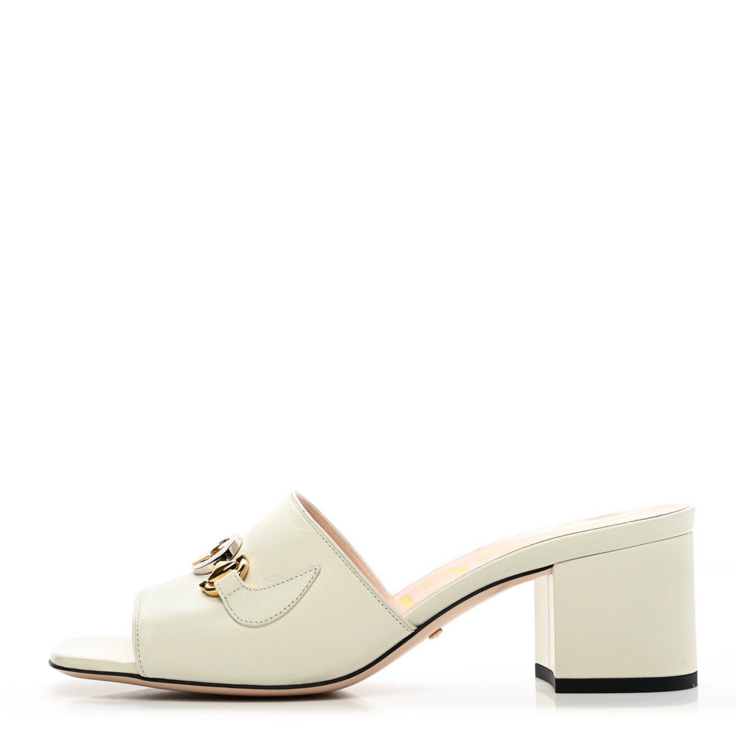 Gucci Malaga Kid Zumi Mid Heel Slide Sandals 39 Dusty White 1 of 11