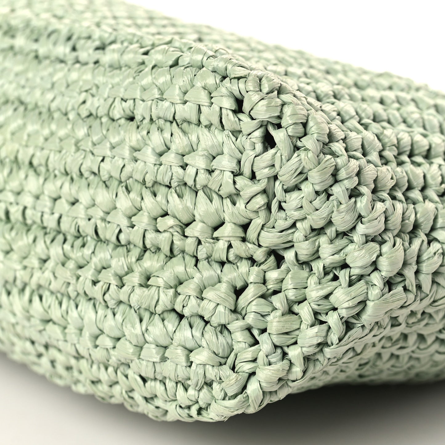 Yarn Raffia Effect Crochet Small Logo Tote Acqua