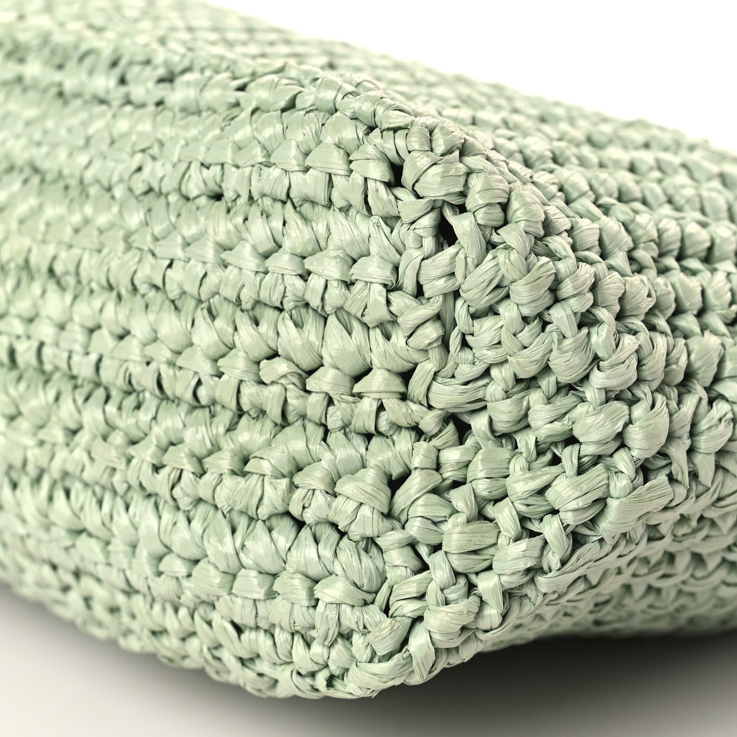 Prada Yarn Raffia Effect Crochet Small Logo Tote Acqua 9 of 9