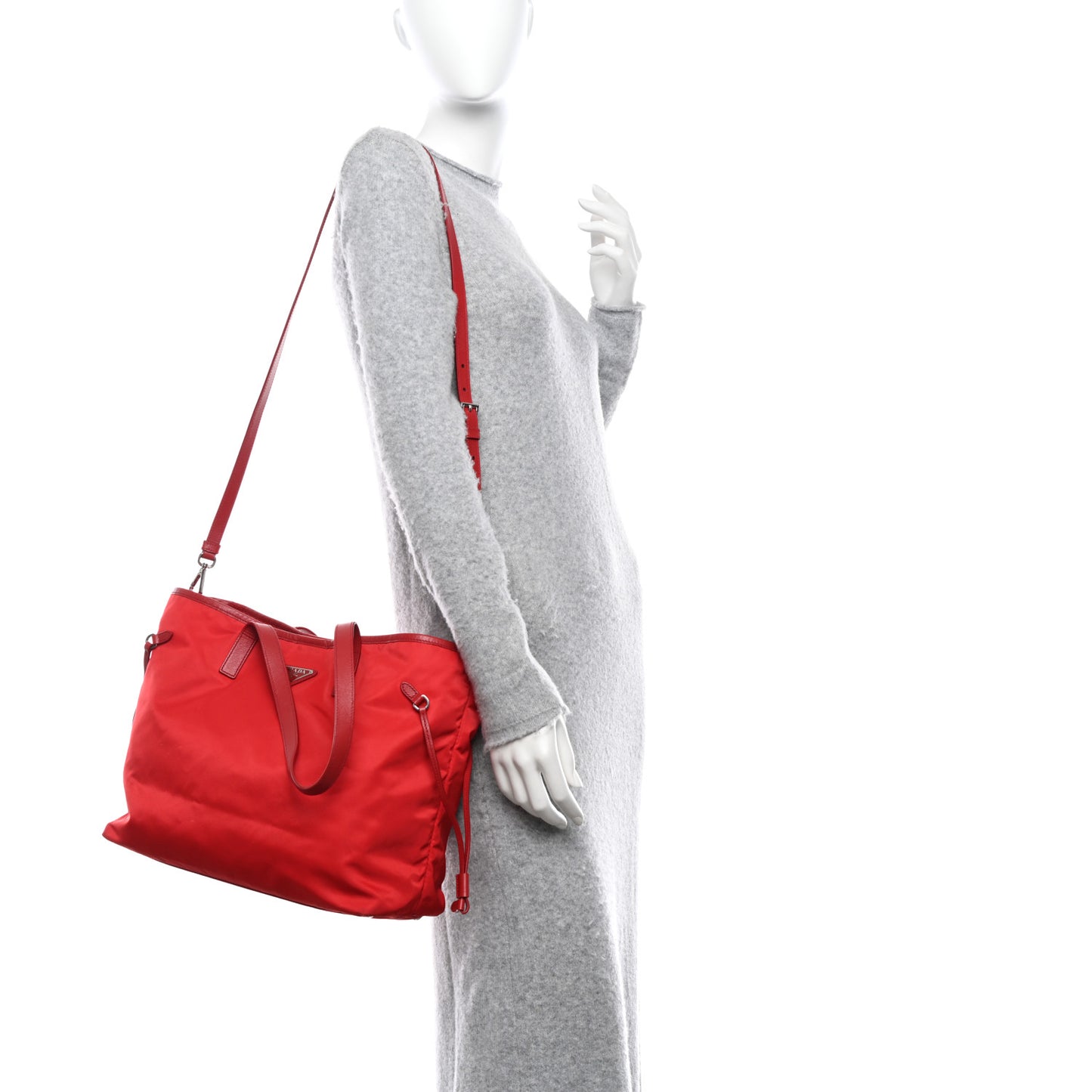 Tessuto Nylon Saffiano Tote Rosso