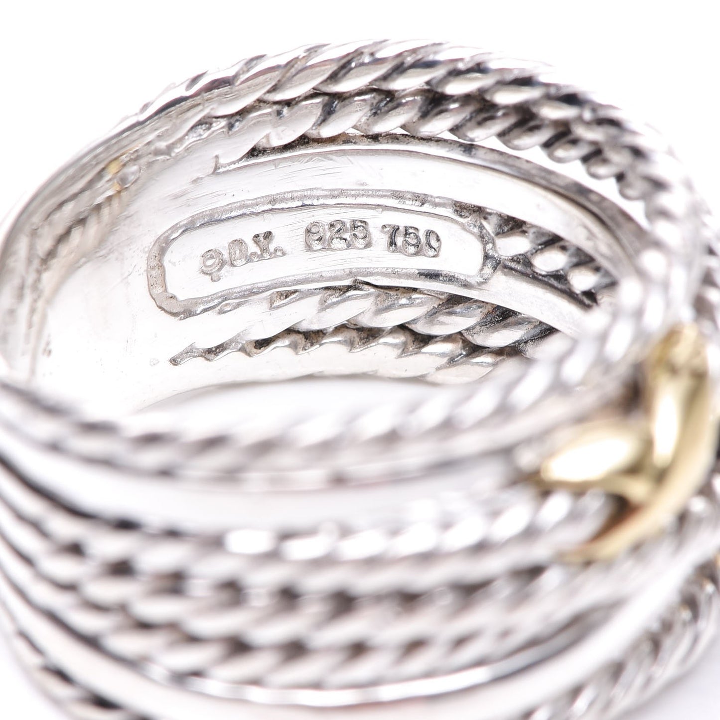 Sterling Silver 18K Yellow Gold Double X Crossover Ring 57 8