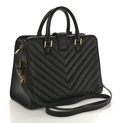 Saint Laurent Calfskin Matelasse Chevron Small Monogram Cabas Black 2 of 11
