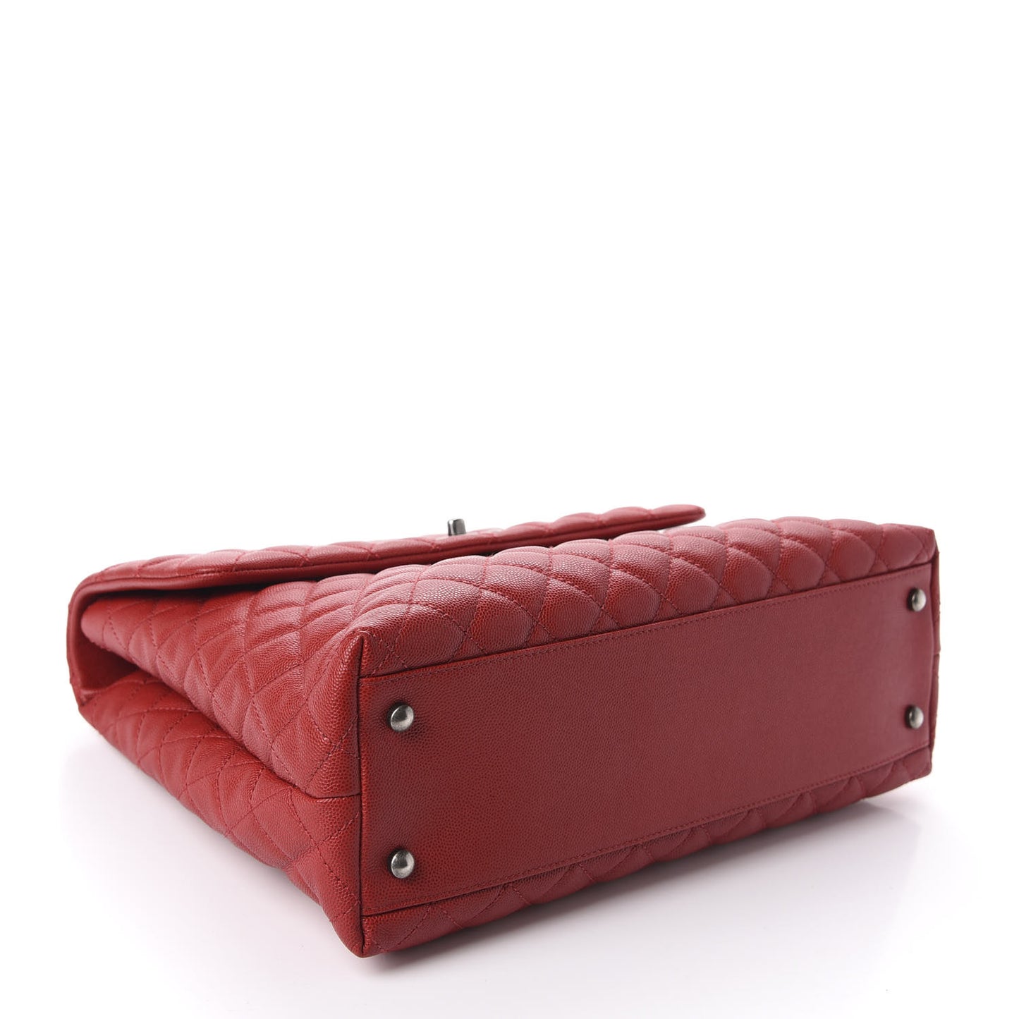 Caviar Quilted Large Coco Handle Flap Red