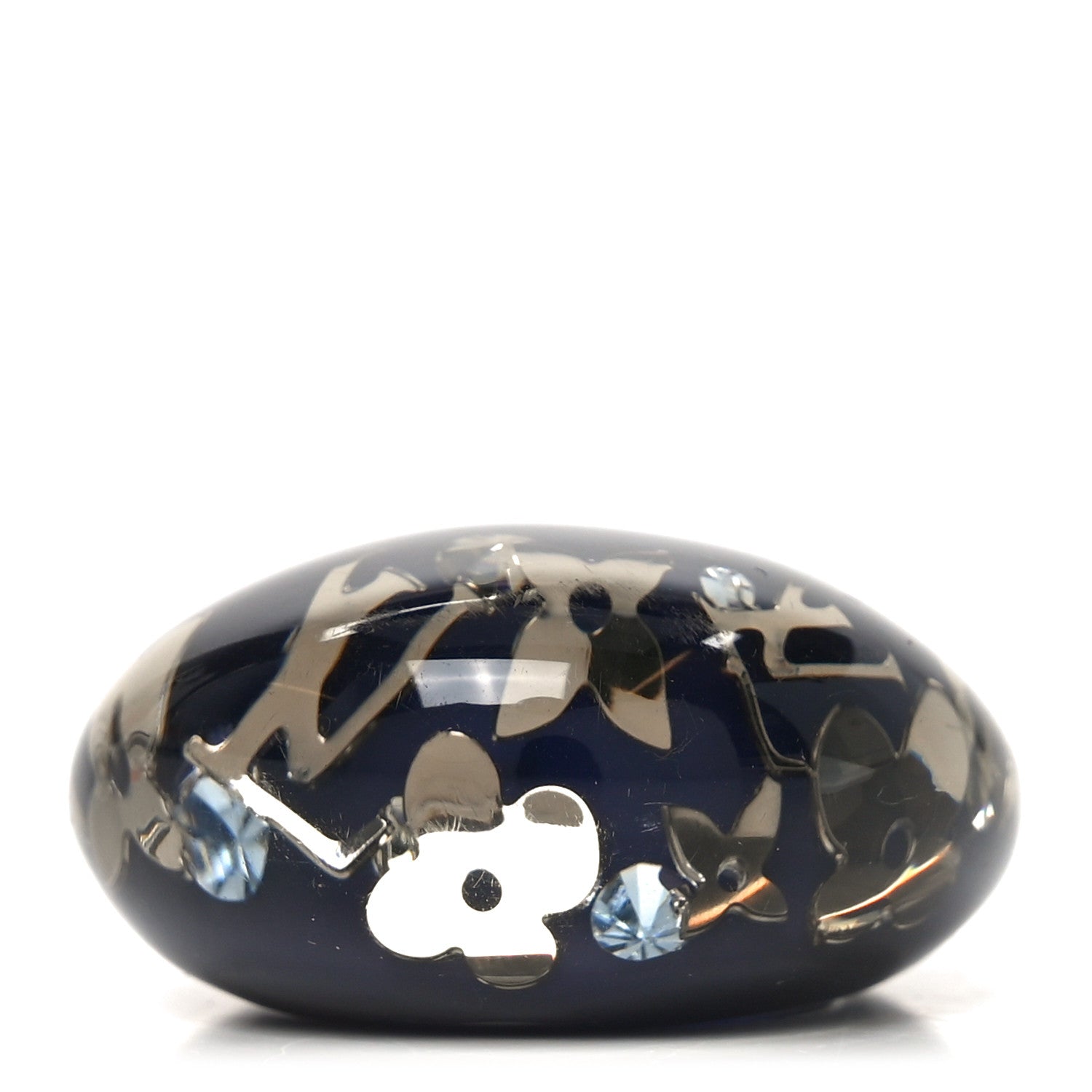 Louis Vuitton Resin Swarovski Crystal Inclusion Ring Large 56 7.5 Blue 1 of 4