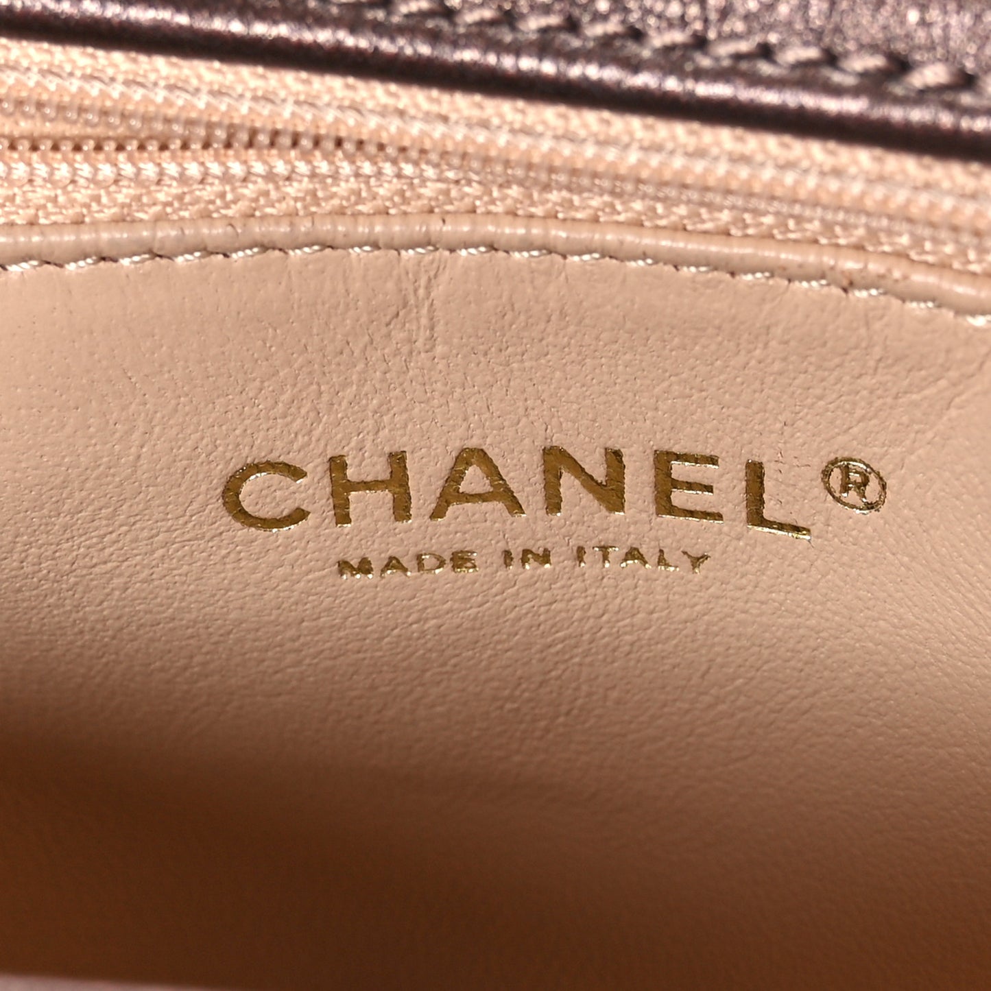 Metallic Deerskin Small Luxe Ligne Flap Bronze