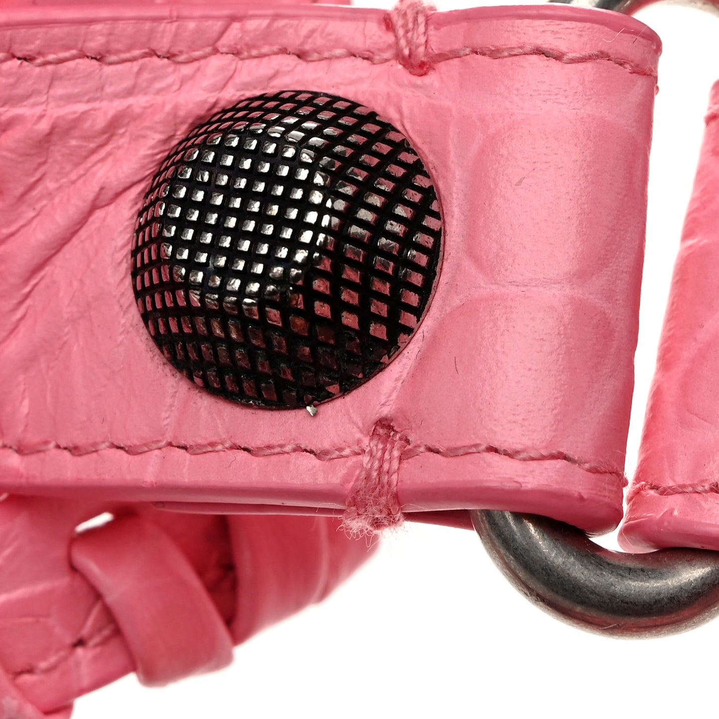 Extra Supple Calfskin Crocodile Embossed Small Le Cagole Shoulder Bag Sweet Pink