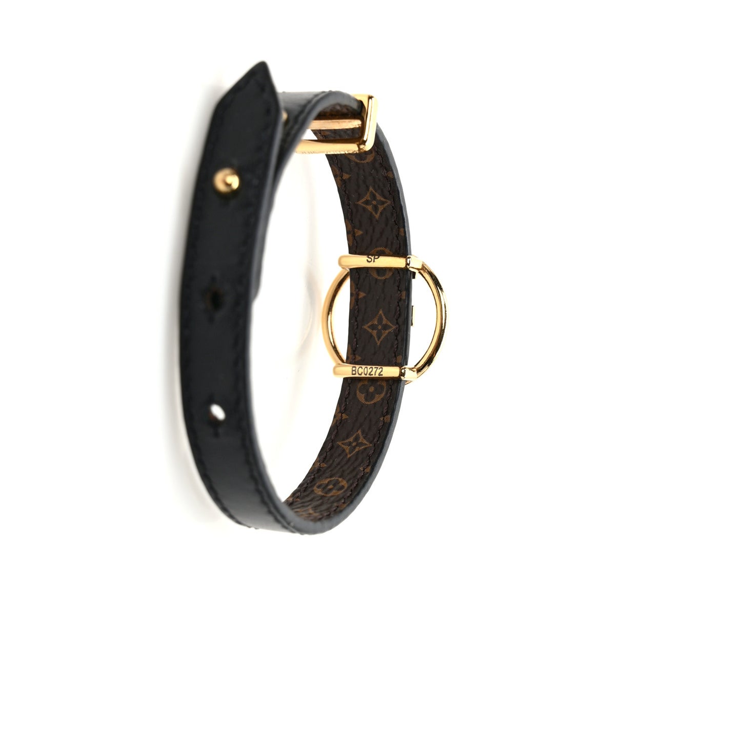 Monogram Calfskin LV Eclipse Reversible Bracelet 17 Black