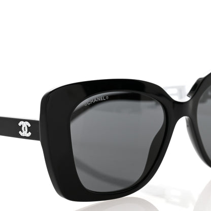 Chanel Acetate Strass Square Sunglasses 5422-B Black White 7 of 8