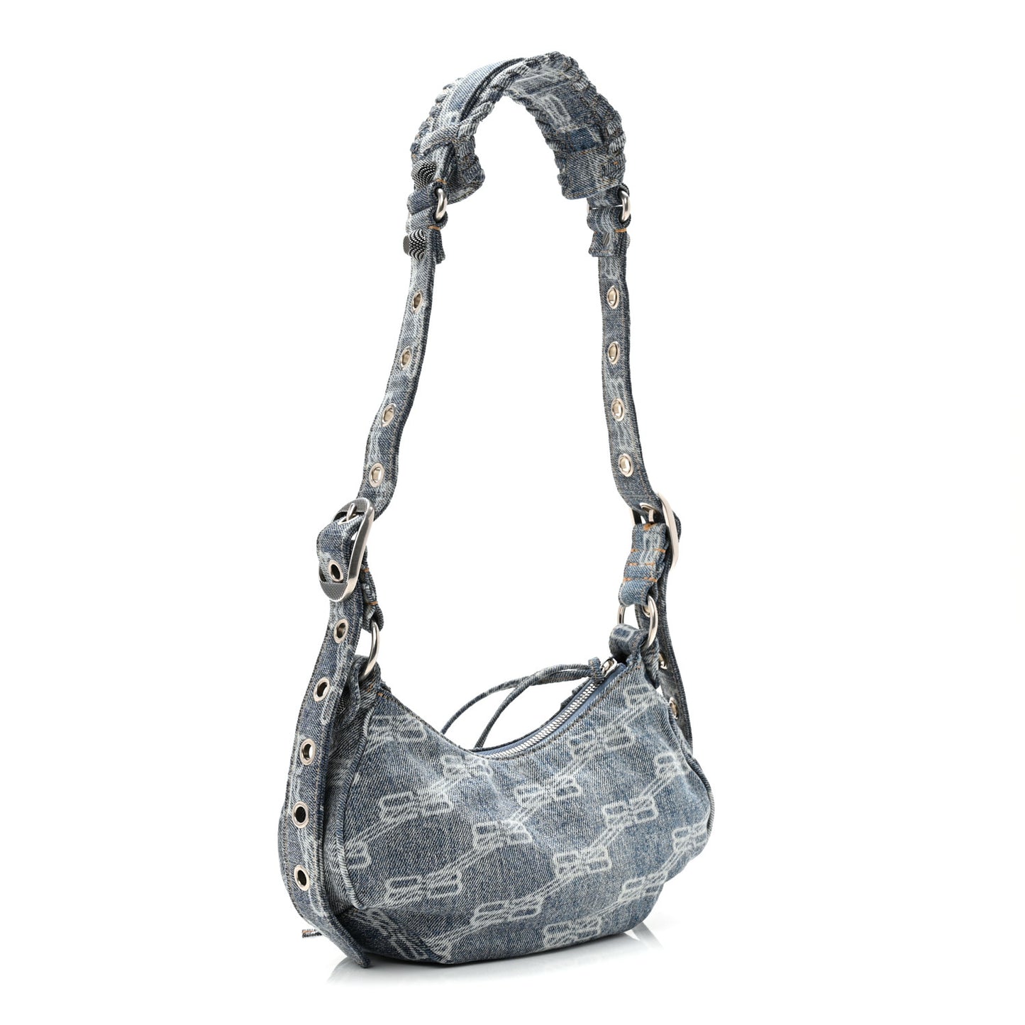 Denim BB Monogram Le Cagole Shoulder Bag XS Blue