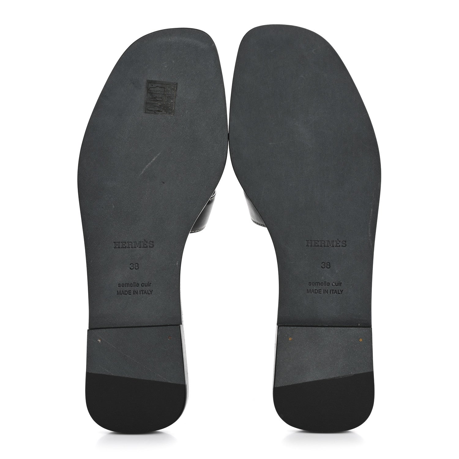 Hermes Box Calfskin Oran Sandals 38 Black 6 of 9