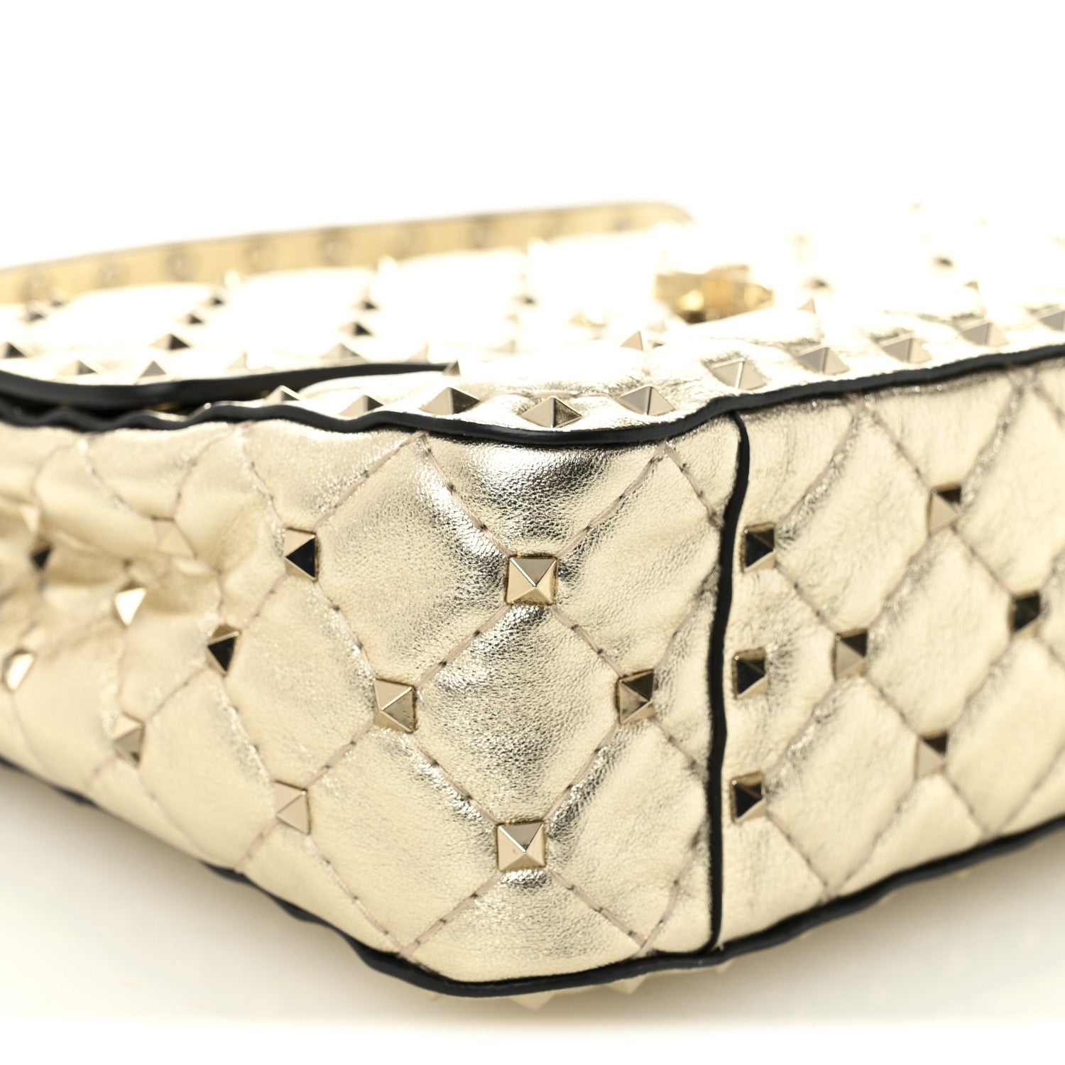 Valentino Garavani Metallic Wrinkled Lambskin Medium Rockstud Spike Shoulder Bag Mekong 8 of 10