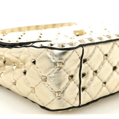 Valentino Garavani Metallic Wrinkled Lambskin Medium Rockstud Spike Shoulder Bag Mekong 8 of 10