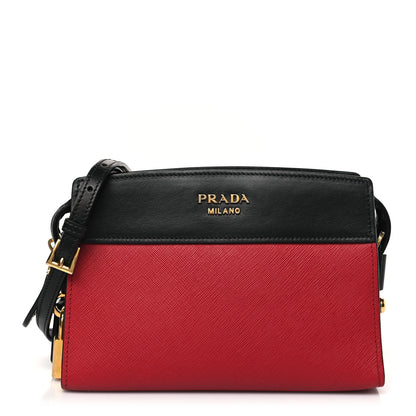 Prada Saffiano Soft Calfskin Bandoliera Bag Fuoco Black 1 of 8