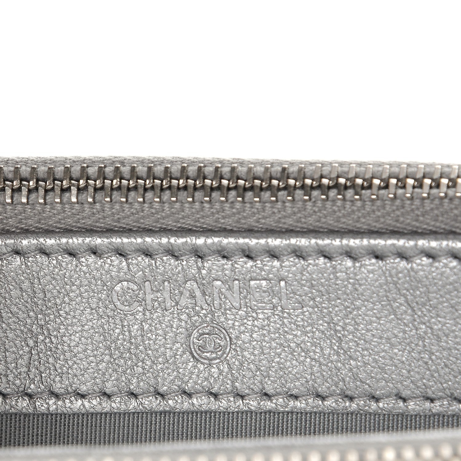 Chanel Metallic Sheepskin Chevron Quilted Small Clutch With Chain Silver 5 of 10