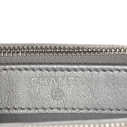 Chanel Metallic Sheepskin Chevron Quilted Small Clutch With Chain Silver 5 of 10