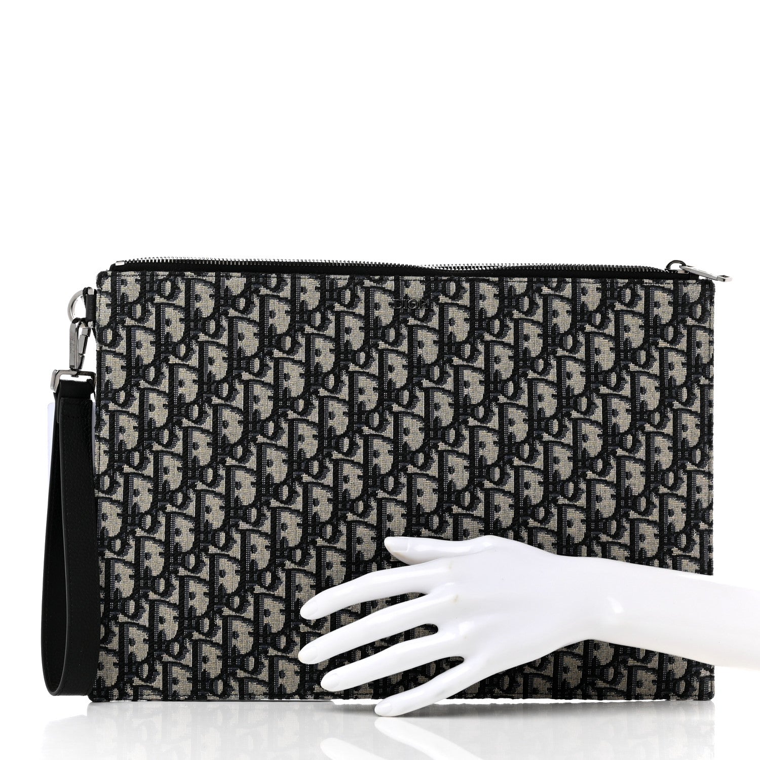 Christian Dior Oblique A4 Flat Pouch Clutch Blue 2 of 6