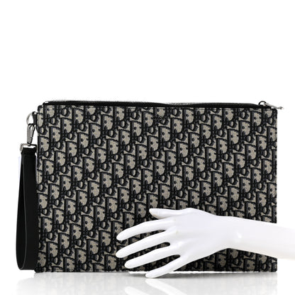 Christian Dior Oblique A4 Flat Pouch Clutch Blue 2 of 6